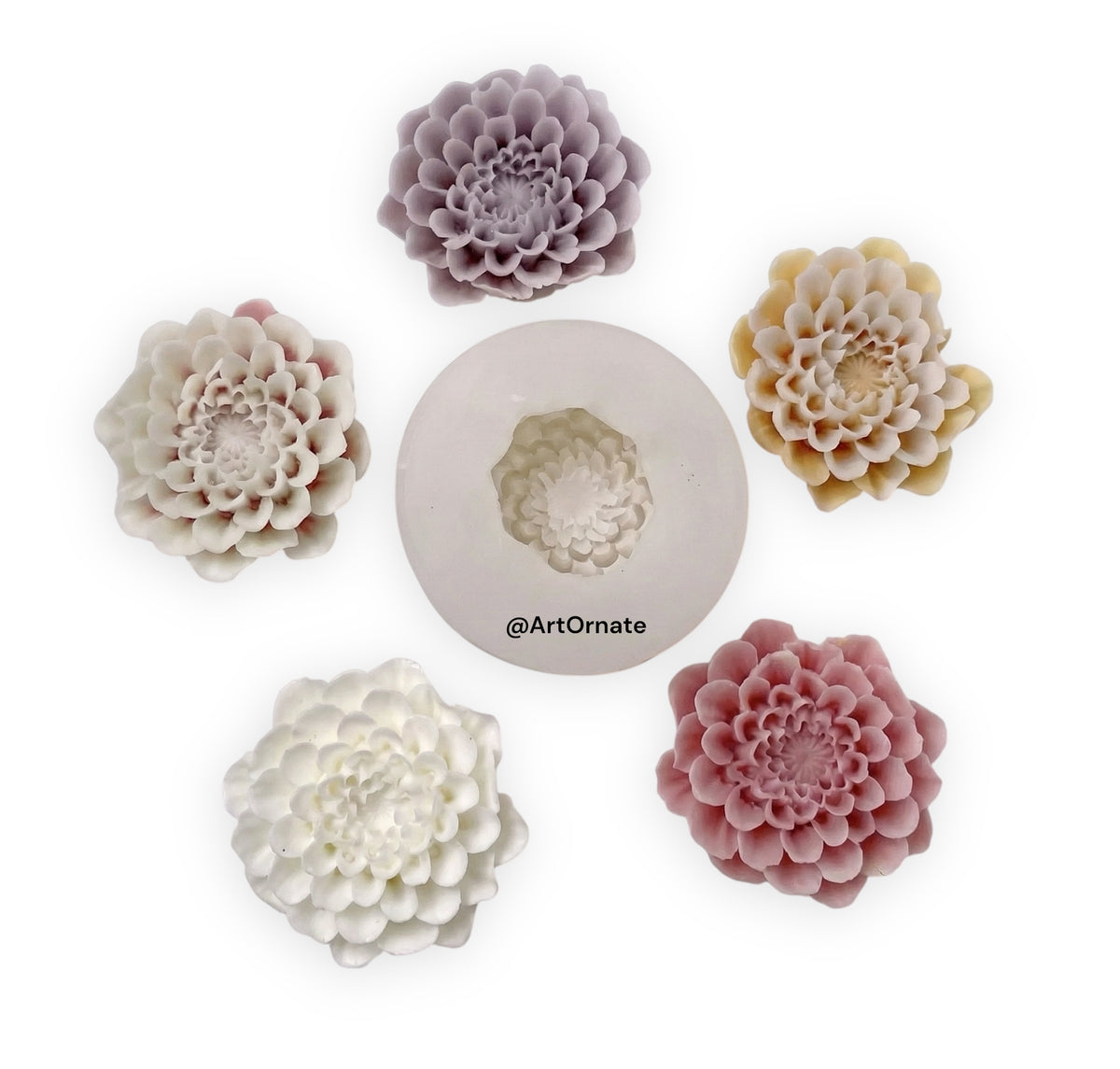 Professional dahlia floral silicone candle mould for handmade candles, trusted by candle makers across India