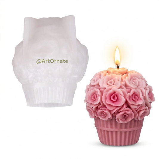 Silicone Mould to Make Rose Flowers Bouquet Basket Style Designer Candle
