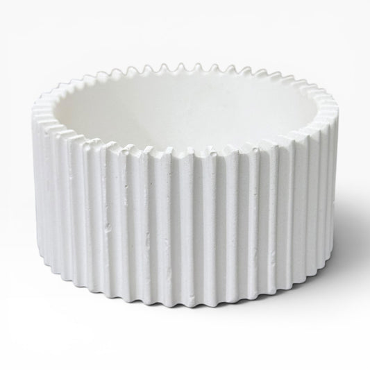 Stripped Round Concrete Candle Jar