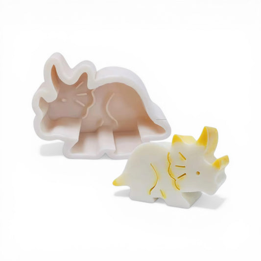 Flexible baby triceratops shape mould for crafting eco-resin, jesmonite, and concrete kids' room décor.