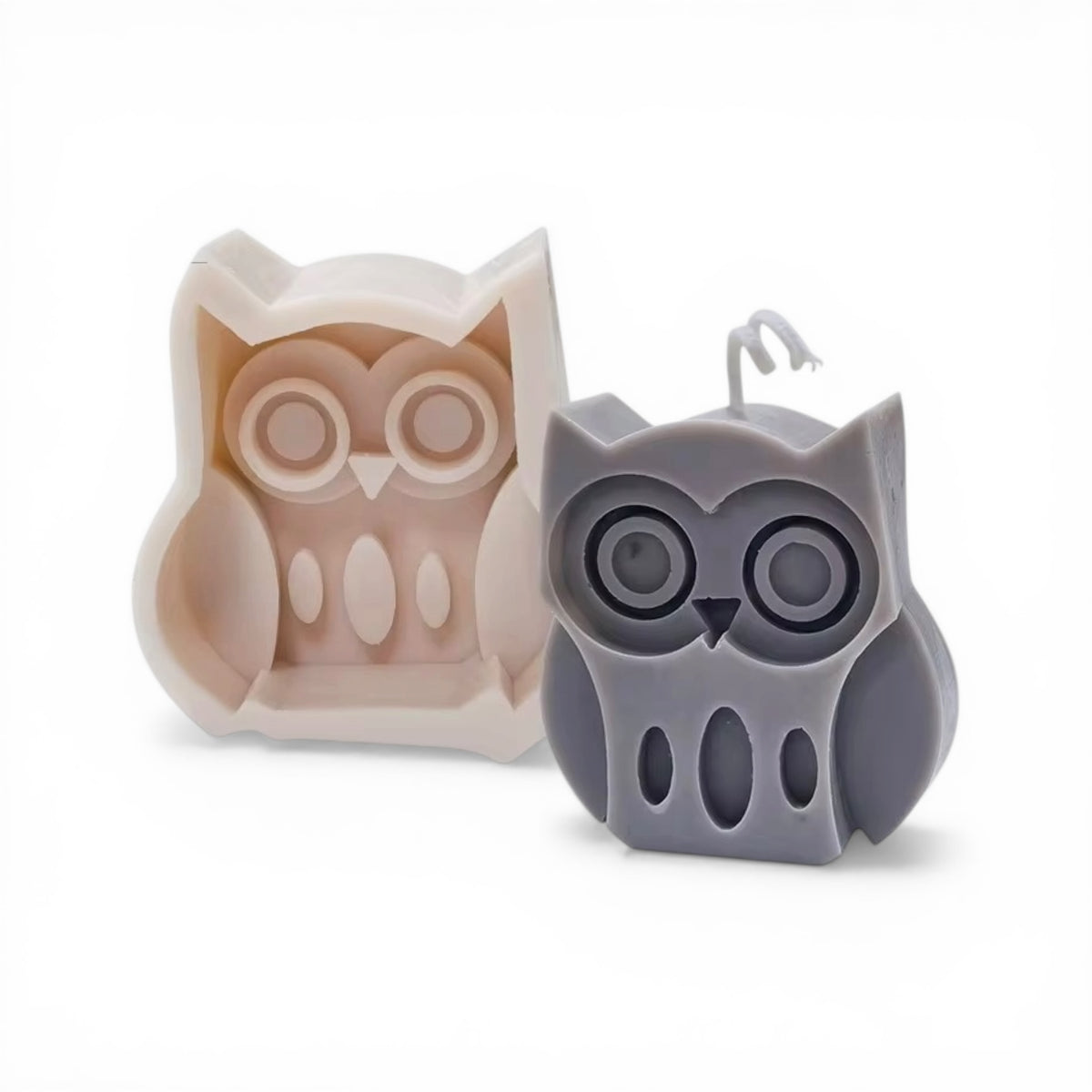 Highly detailed owl shape silicone mould for eco-resin, jesmonite, and concrete home décor crafting.
