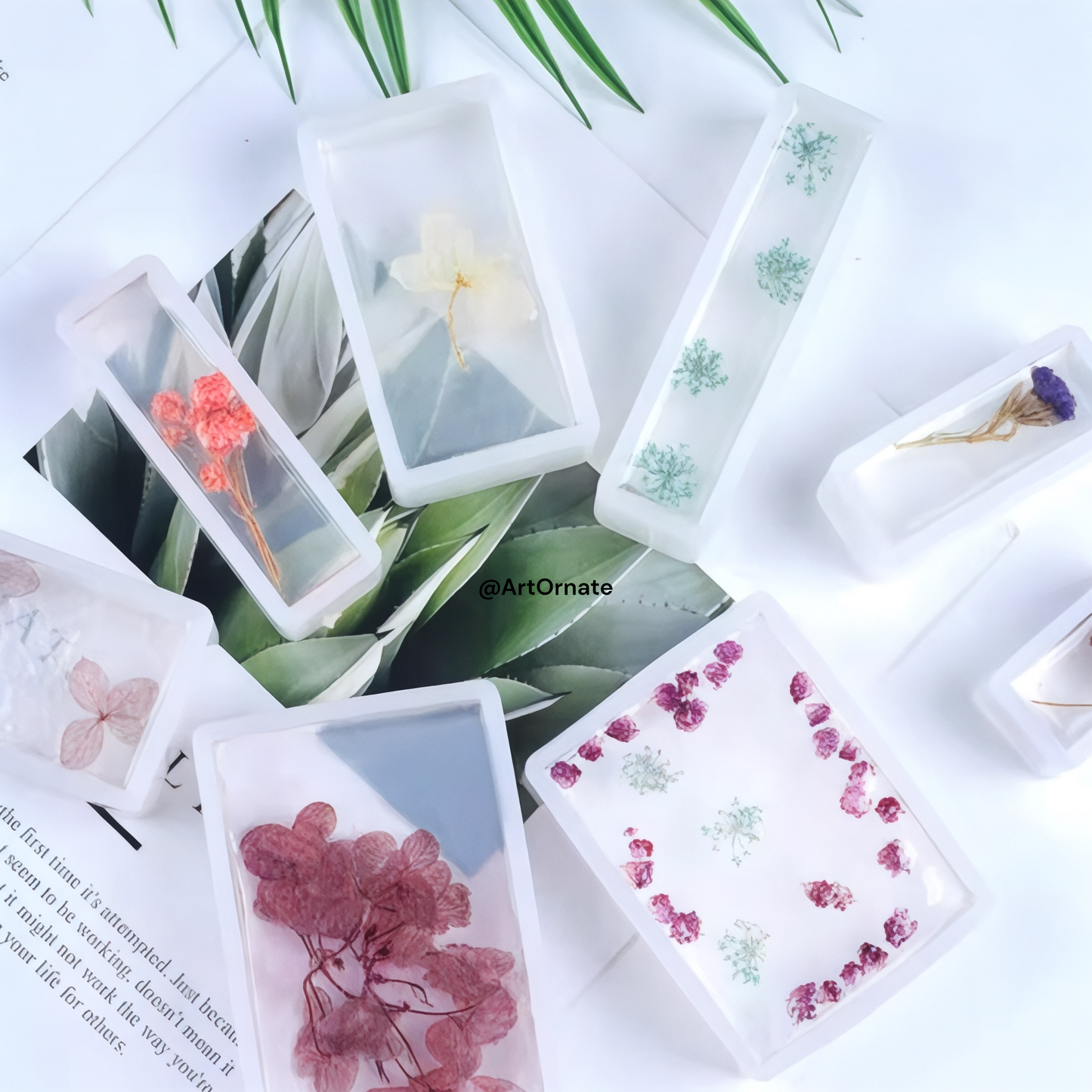 Clear resin flower preservation rectangle silicone mould for memorial and keepsake art in India, Chennai