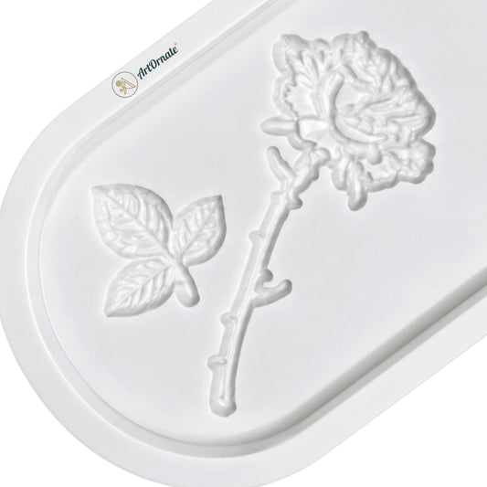 Oval Rose Engraved Concrete Tray