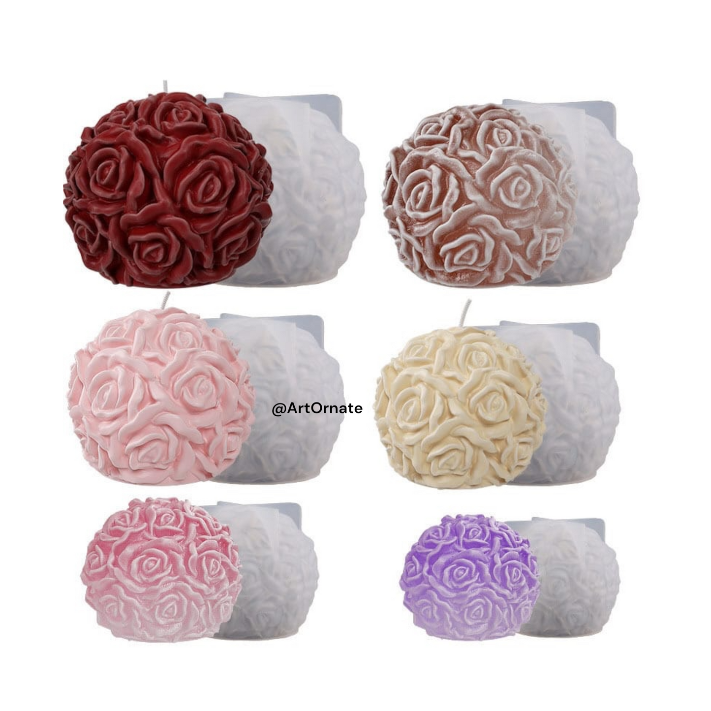 3D Round Rose Silicone Mould