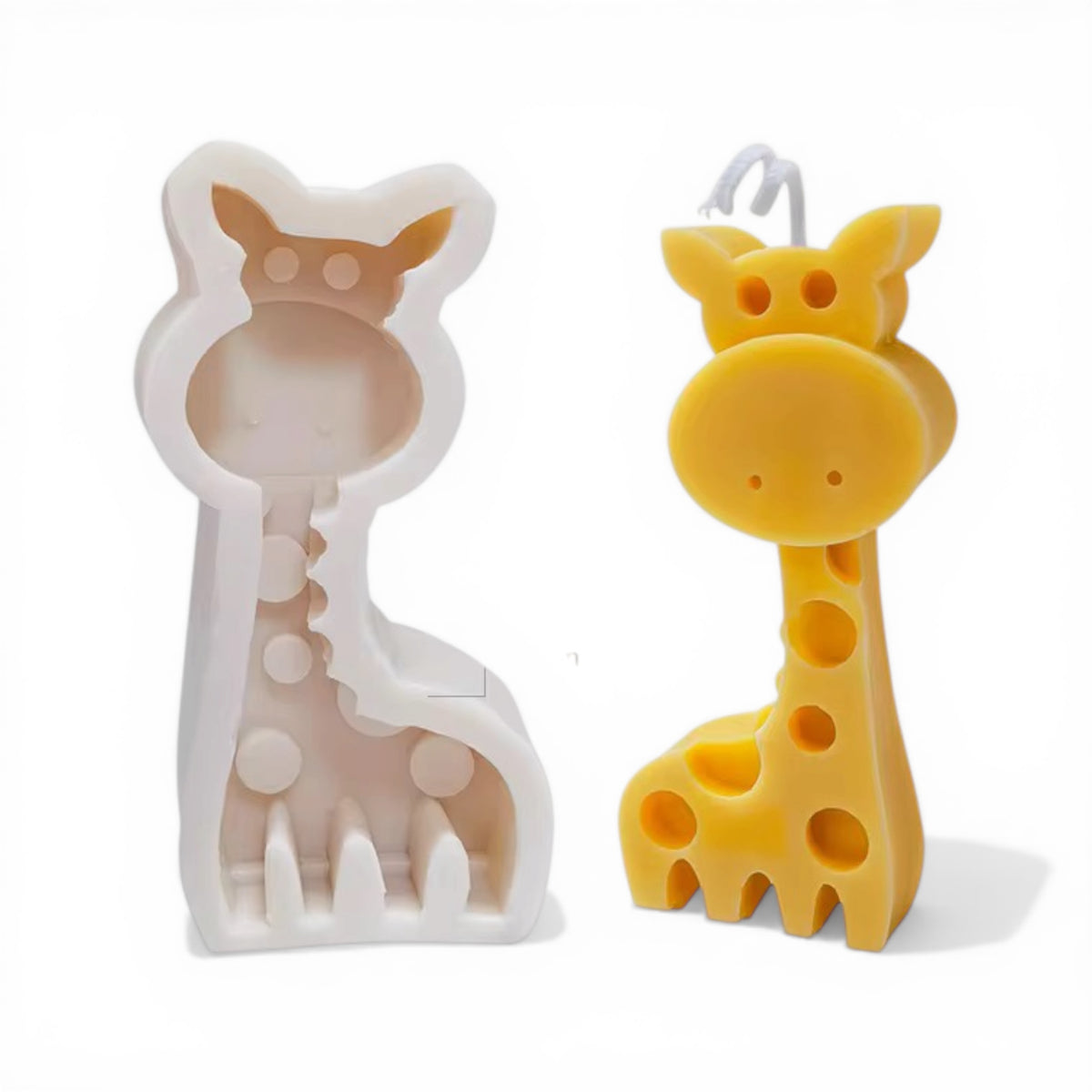 Flexible and detailed cute giraffe mould for eco-resin, jesmonite, and concrete casting projects.
