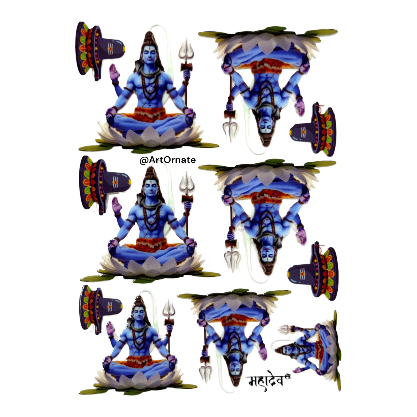 Lord Mahadev UV DTF sticker for resin art creations, ideal for epoxy trays, keychains and spiritual themed handmade resin designs in India