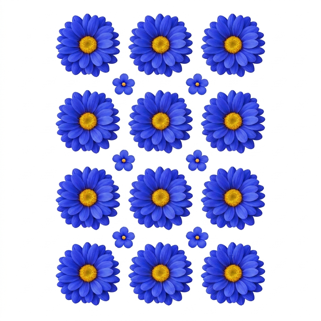Royal Blue Daisy Flower UV DTF Sticker (UV063)