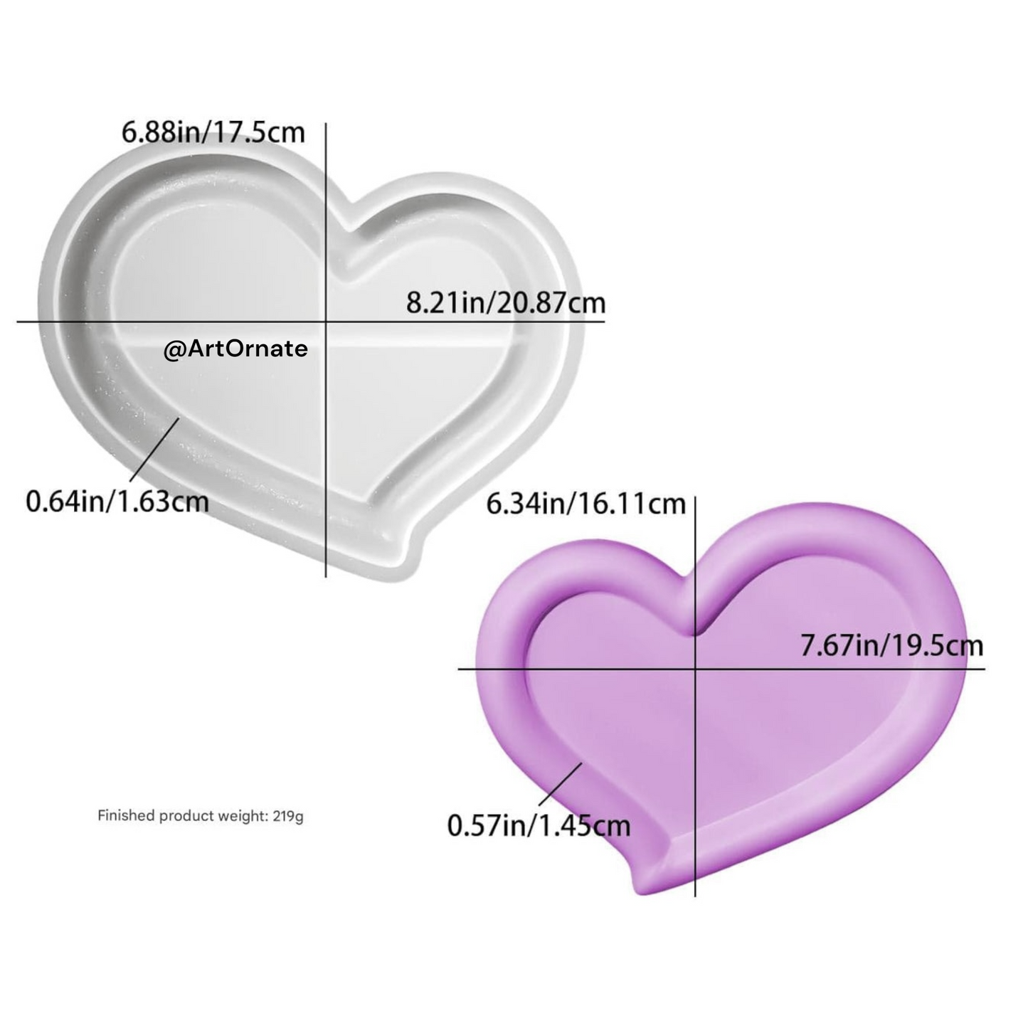 Curved heart tray silicone mould for epoxy resin art, eco cast resin, jesmonite and concrete art tray making, ideal for romantic decor and gifting projects for resin artists across India including Ahmedabad, Mumbai and Bangalore