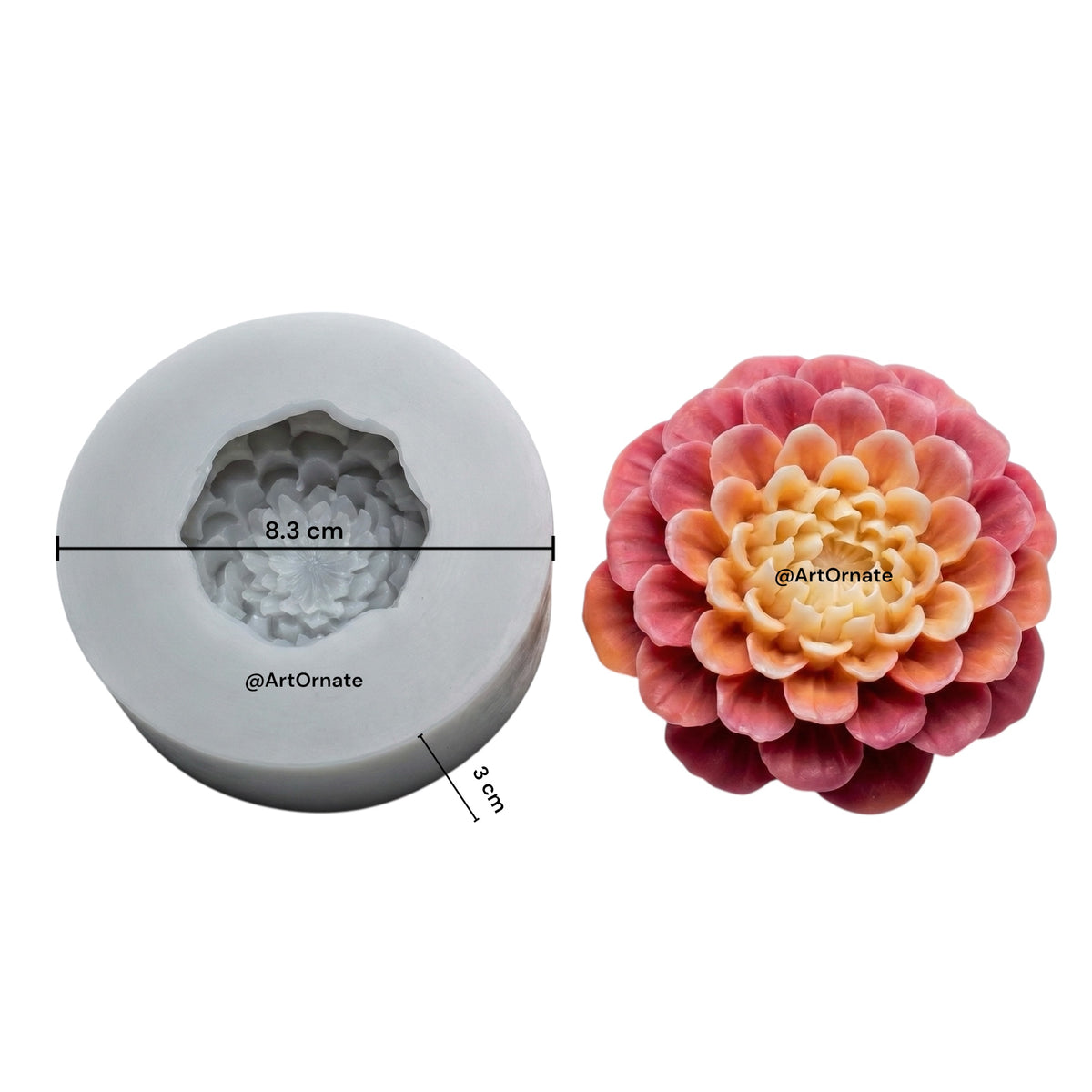 Dahlia flower candle silicone mould for candle making in India, premium reusable mould for soy wax and paraffin candles