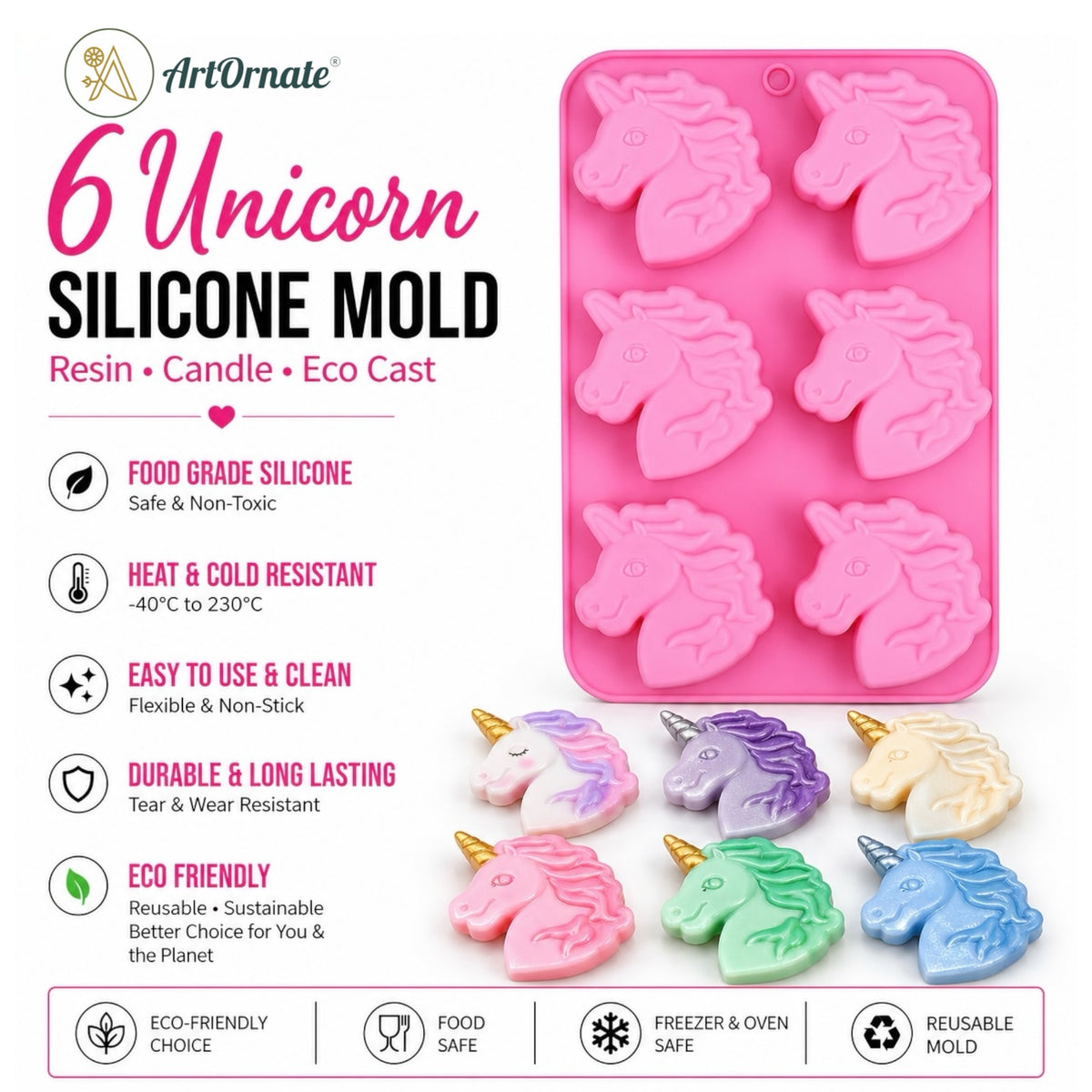 6 Unicorn Silicone Mould