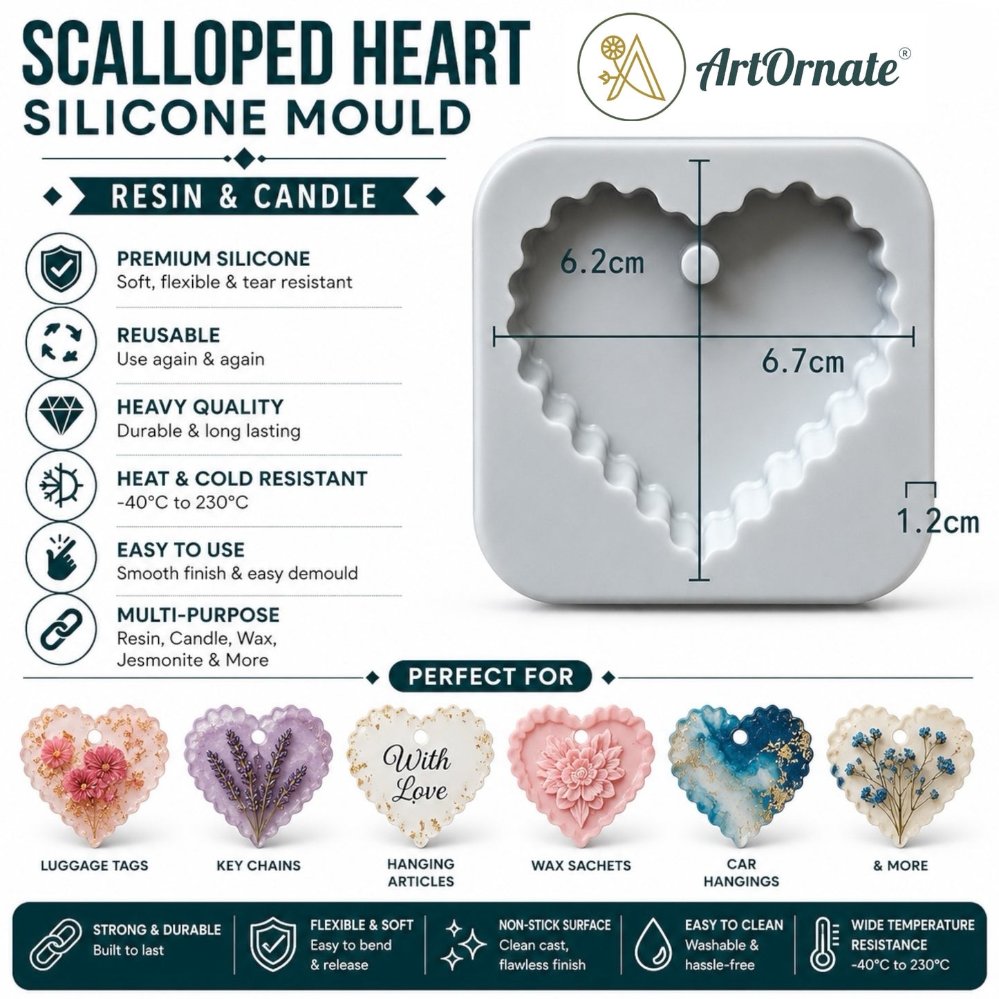 Scalloped Heart Silicone Mould