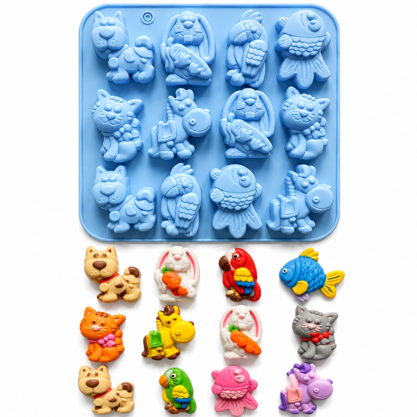 12 Cavity Animal Silicone Mould