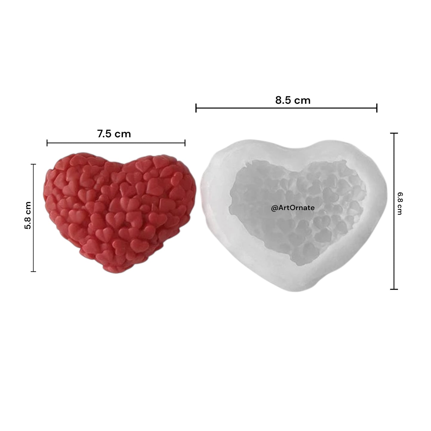 3D Heart Cluster Candle Silicone Mould (HM0111)