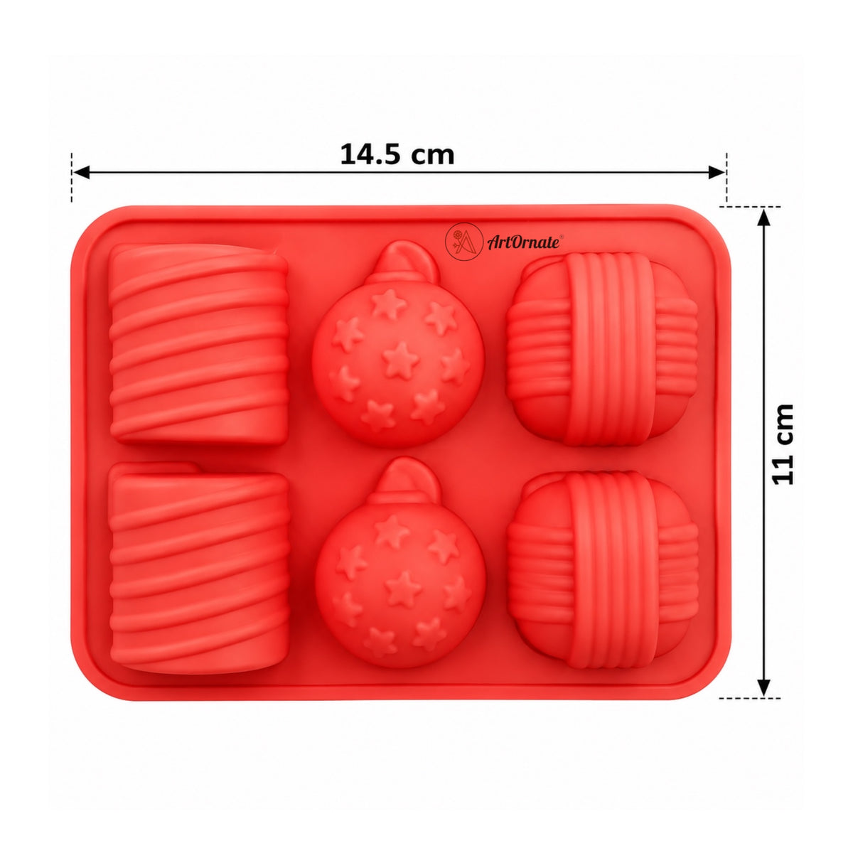 6 cavity bomb mould dimensions and product view for Diwali crafts by ArtOrnate