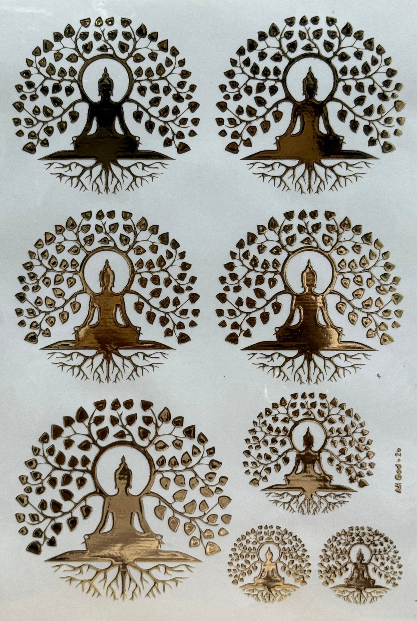 KALPAVRUKSH MAHAVEER SWAMI EMBOSSED GOLD METALLIC FOIL STICKER - A5 (GF73)