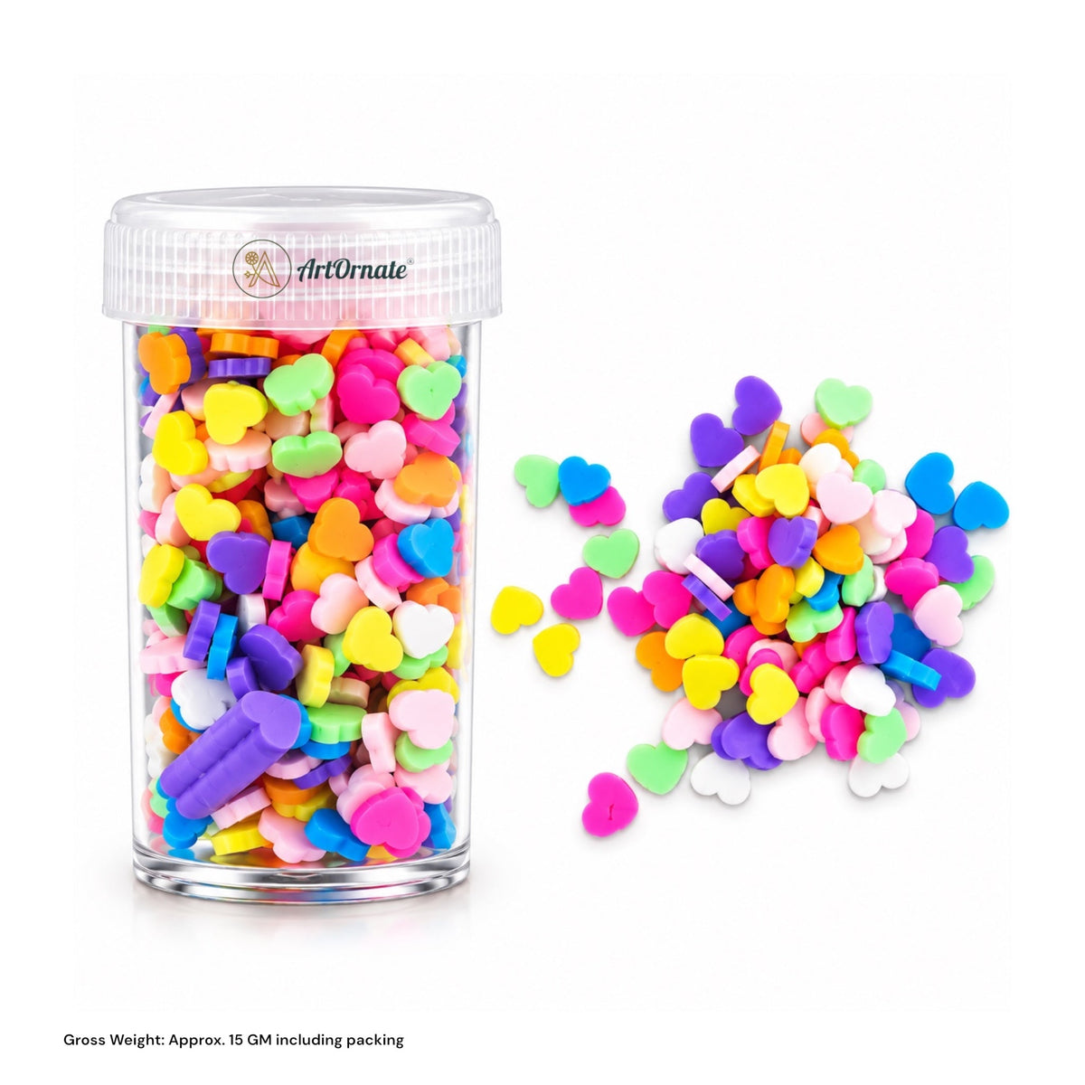 Heart Polymer Chips assorted multicolor mini heart craft embellishments for resin art and DIY projects
