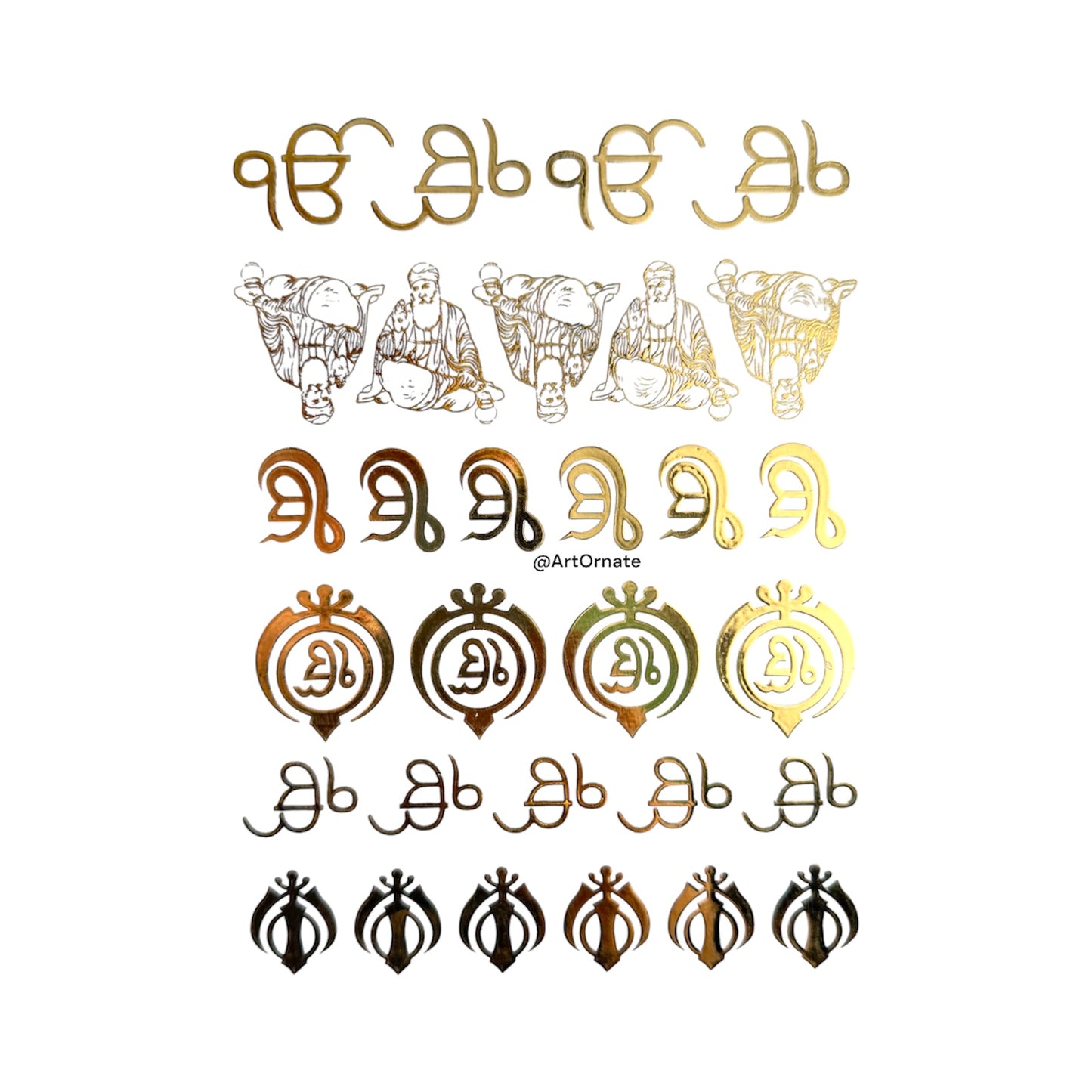 EK ONKAR EMBOSSED GOLD METALLIC FOIL STICKER - A5 (GF72)