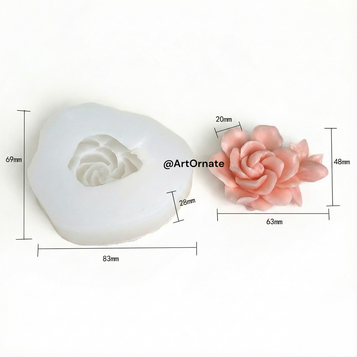 Rose flower candle silicone mould for handmade candle making, premium flexible mould used by professional candle artists in India