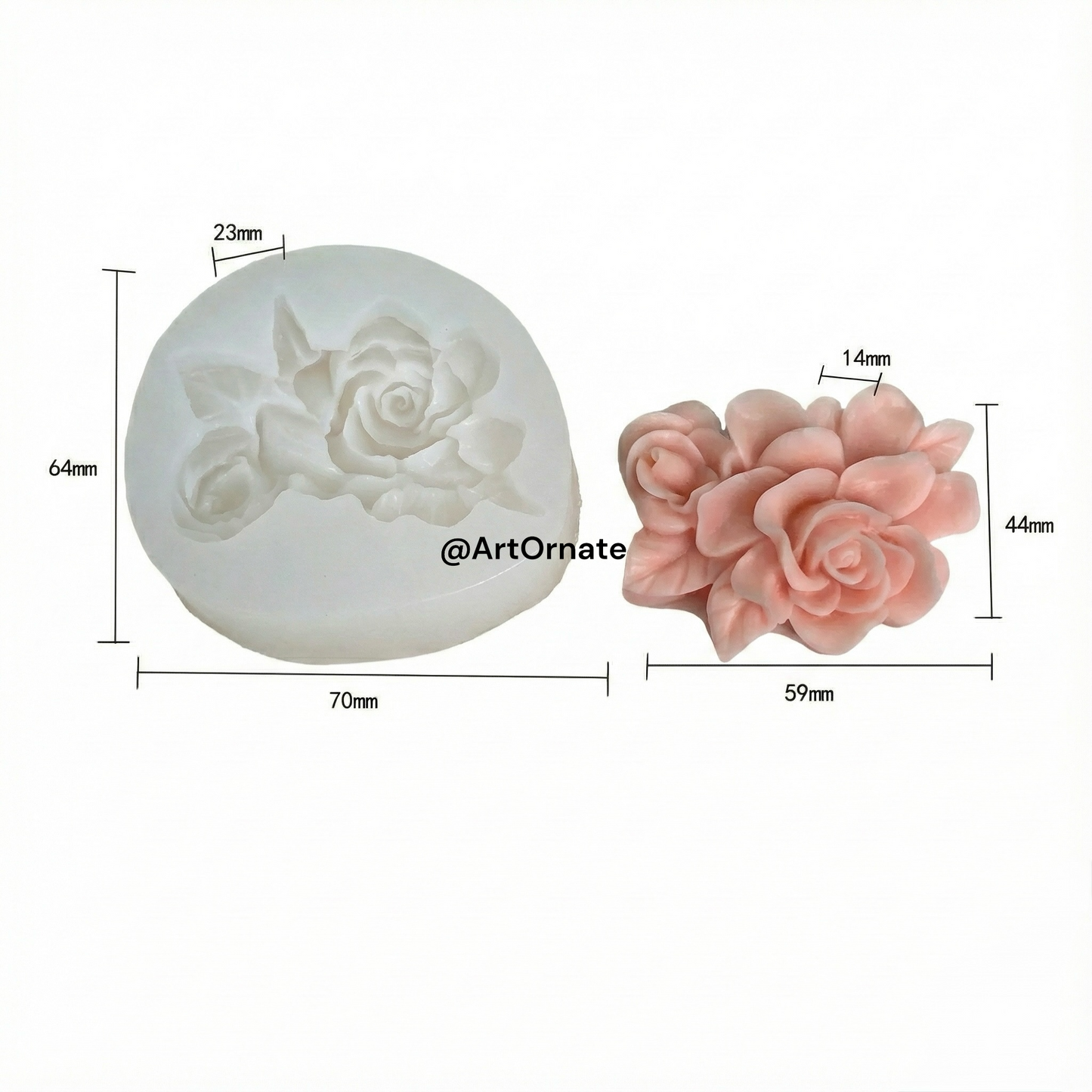 Rose flower silicone candle mould for decorative and gifting candles, ideal for Indian candle makers and small businesses