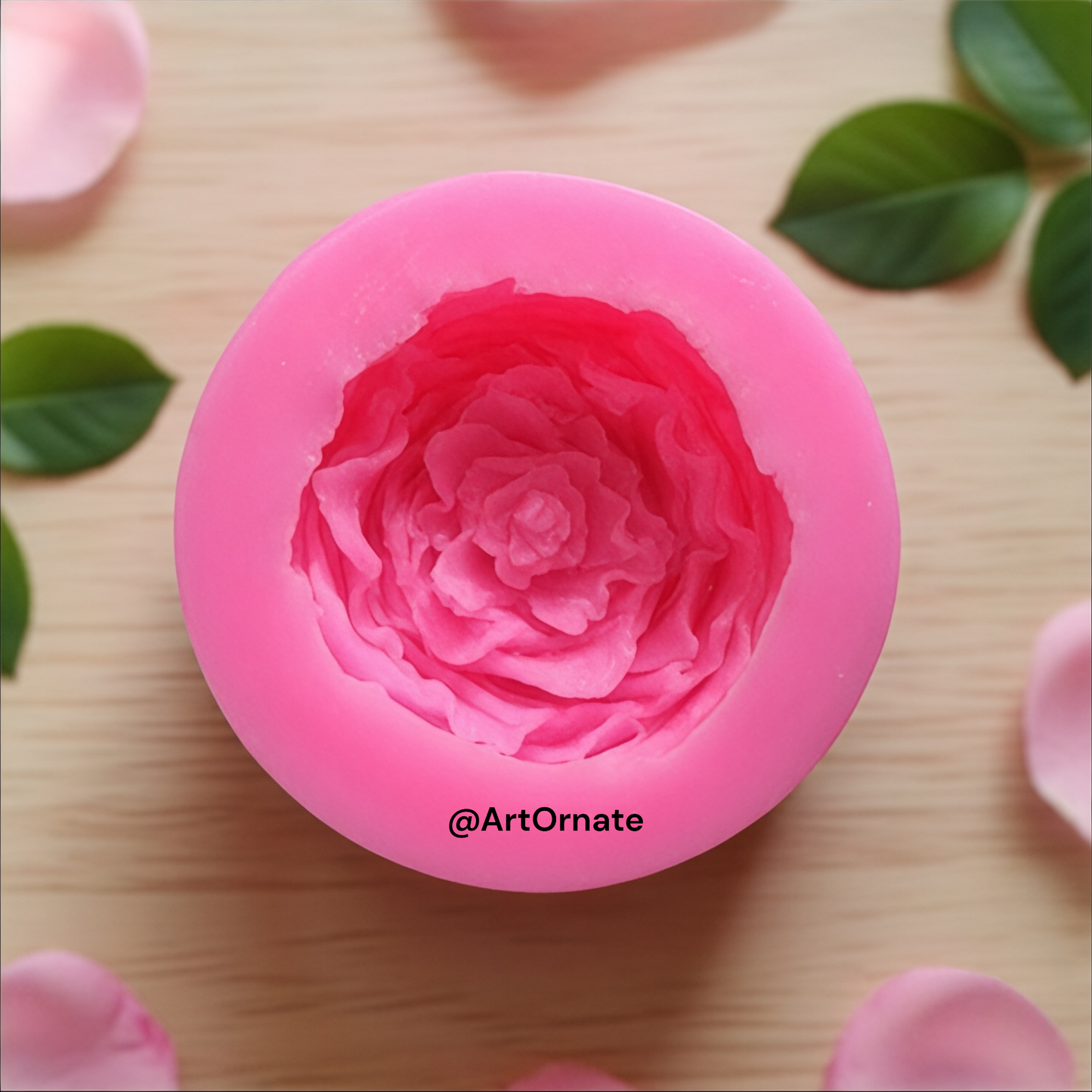 Peony flower silicone mould used for decorative candles and artistic resin work, ideal for detailed wax shaping, finishing additives and handmade creations across India