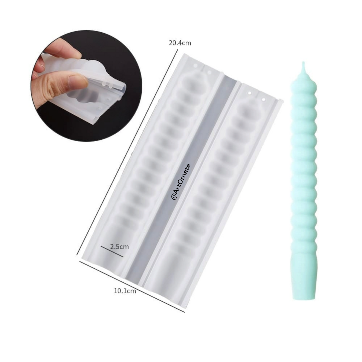 Geometric Spiral Long Pole Candle Mould (SM1408)