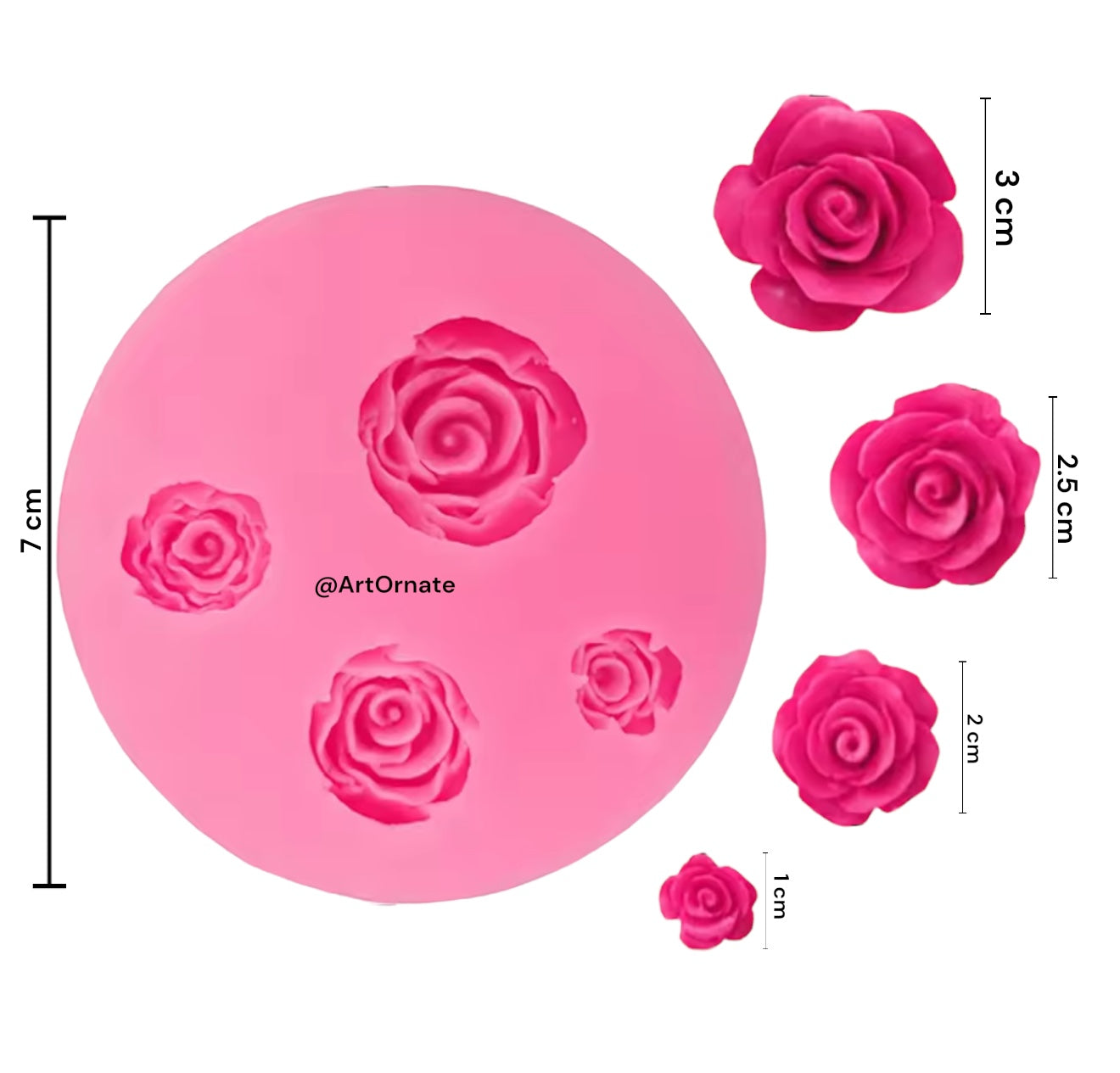 4 Cavity Rose Silicone Mould (HBR 38-29)