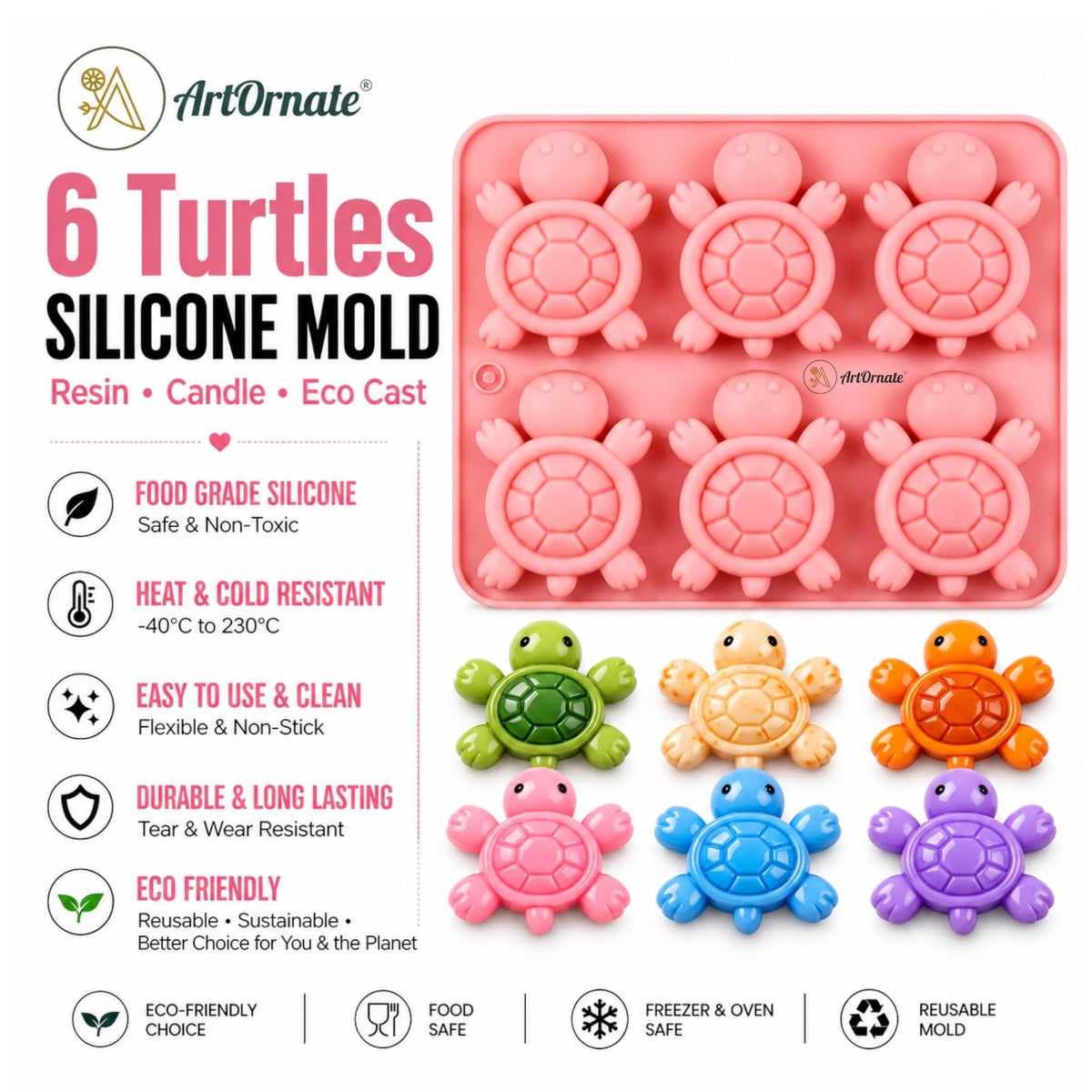 6 Turtles Silicone Mould