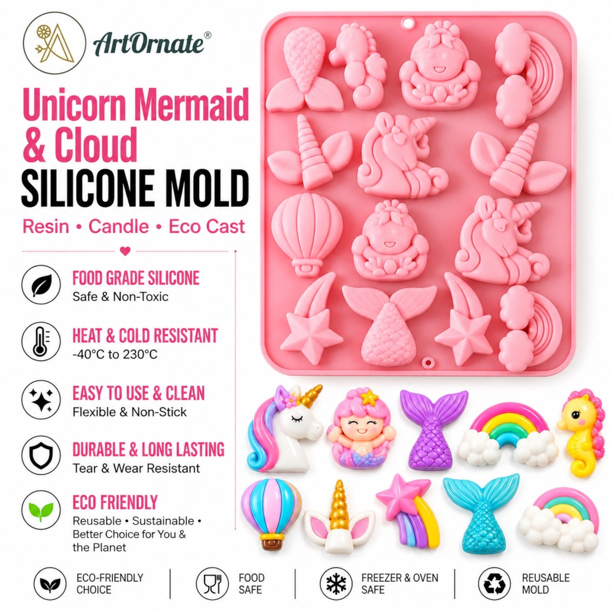 Unicorn Mermaid & Cloud Silicone Mould