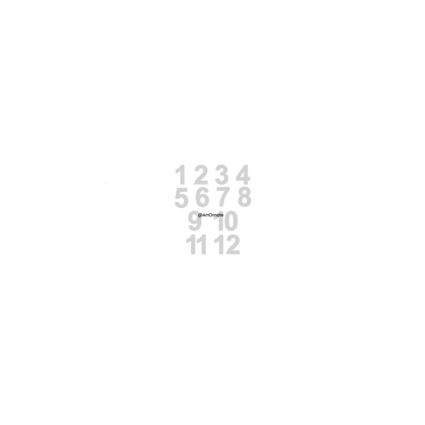 1 inch Silver Acrylic English Number Set - Design 2