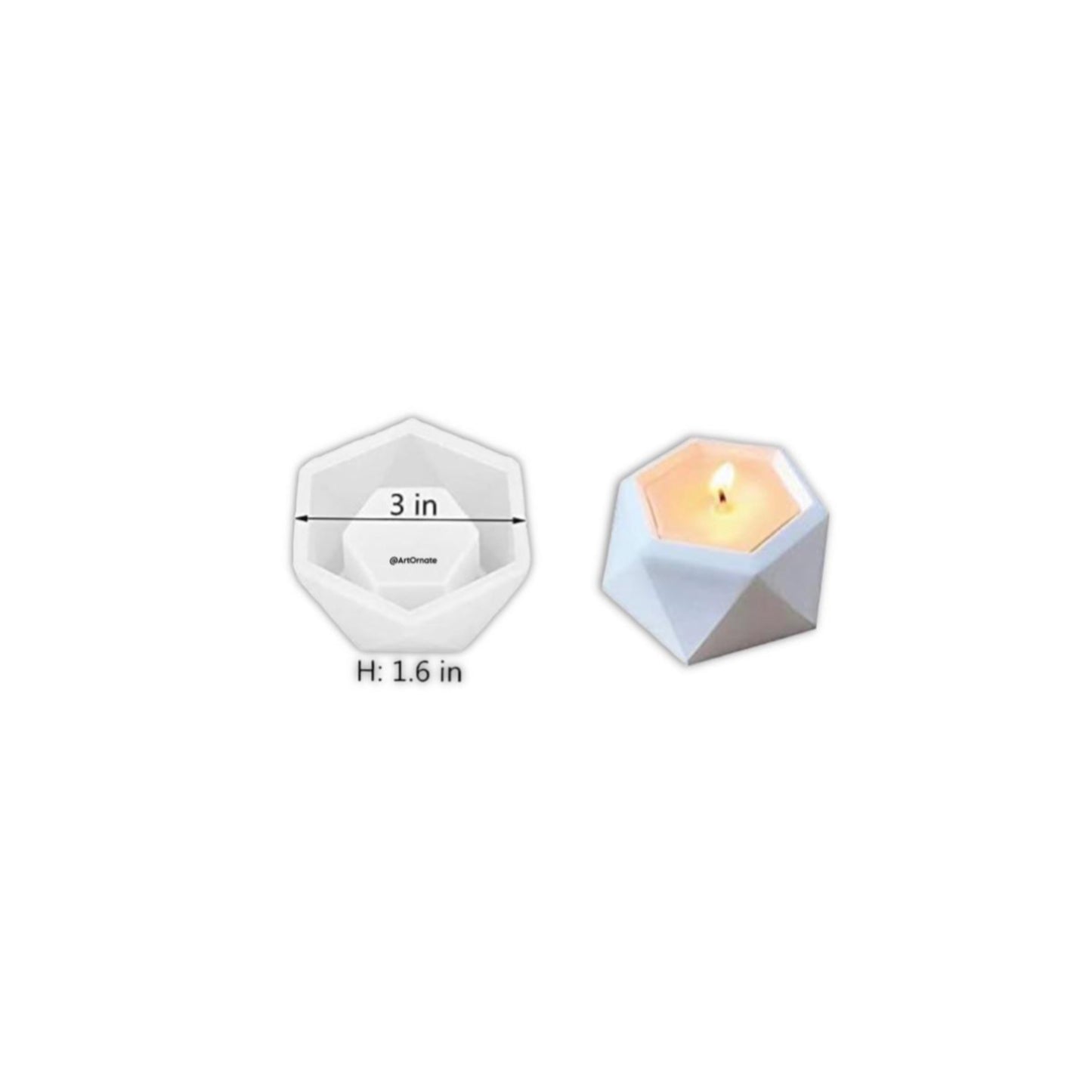 Hexagon Diamond Cut Tea Light Candle Holder Silicone Mould