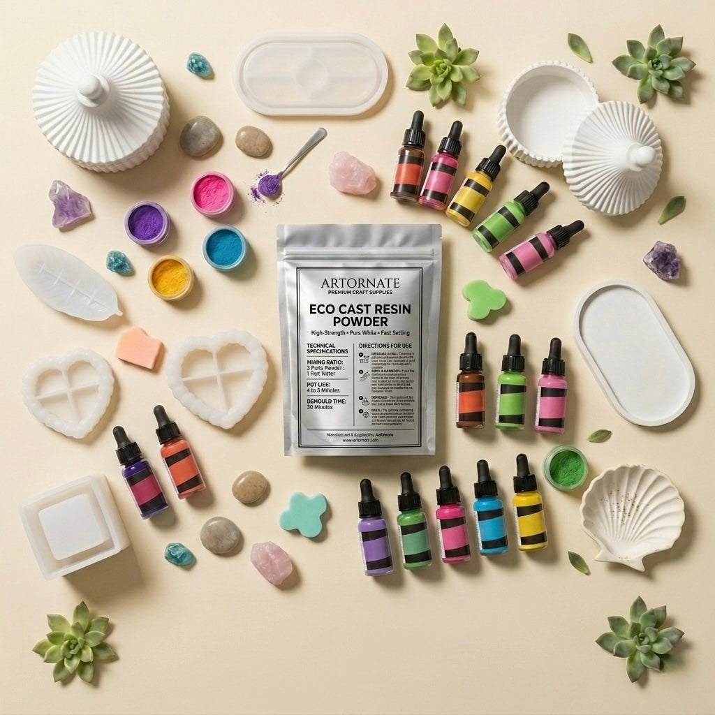 Eco resin and concrete art casting materials for trays coasters and candle jars