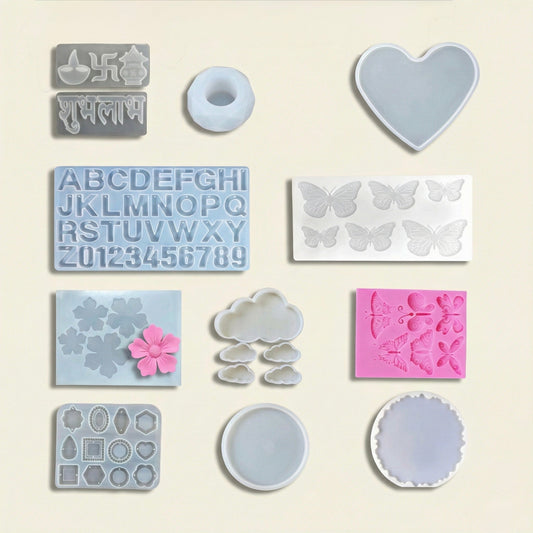 Silicone moulds and accessories for resin jewellery keychains and bookmarks