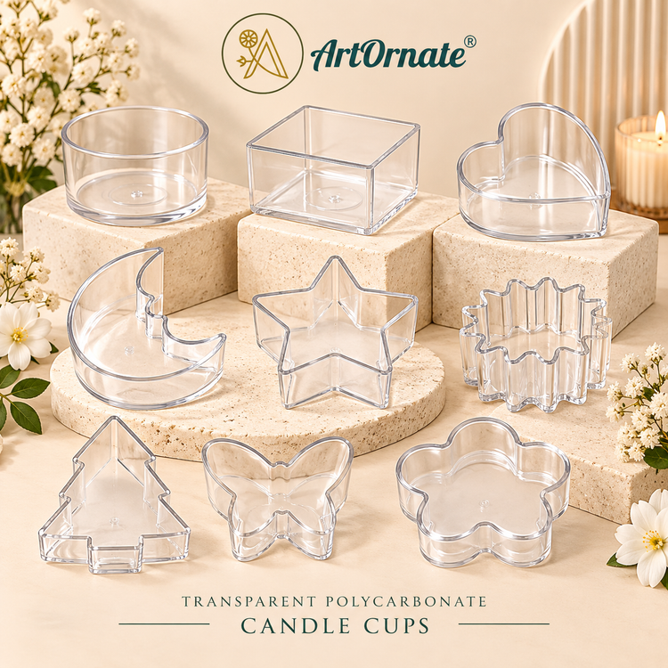 Transparent polycarbonate candle cups for tealight and candle making | ArtOrnate India