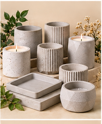 Concrete candle jars and containers for candle making | ArtOrnate India