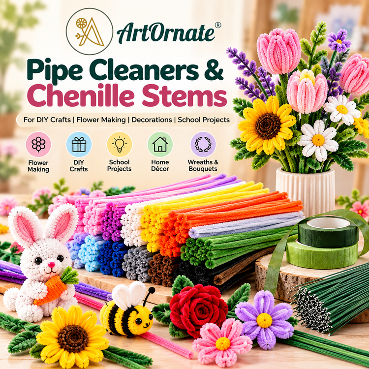 ArtOrnate Pipe Cleaners & Chenille Stems collection for DIY crafts, flower making, decorations and school projects