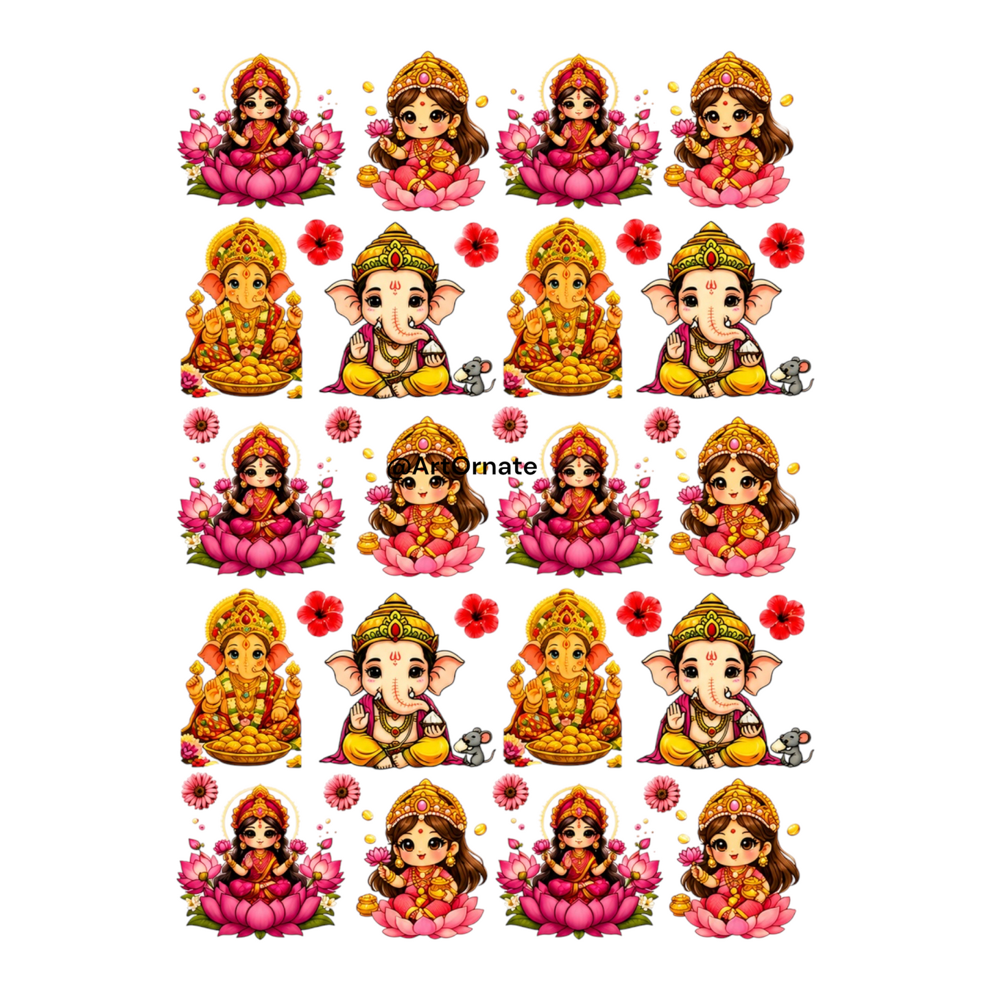 Laxmiji Ganeshji UV DTF Sticker (UV111)