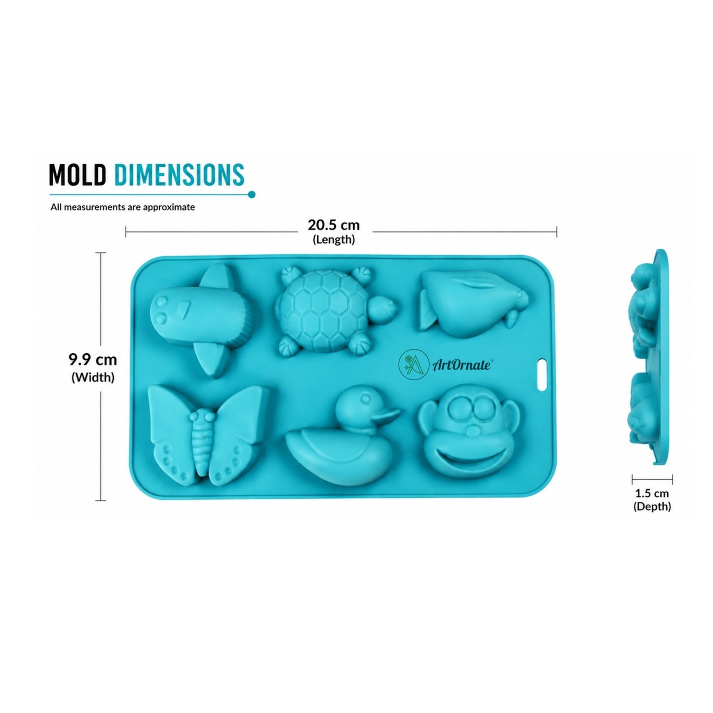 Kids DIY Toy Silicone Mould with 6 Animal Shapes for Resin and Eco Cast Casting