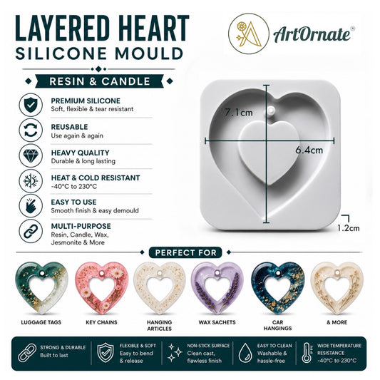 Layered Heart Silicone Mould
