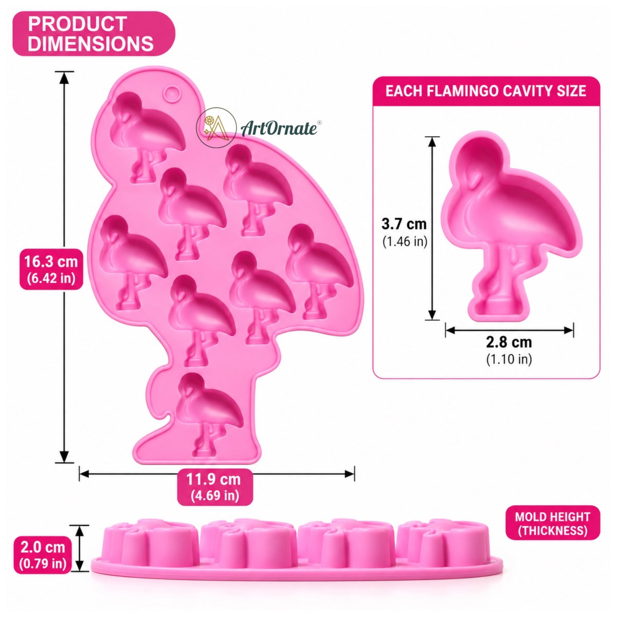 8 Flamingo Silicone Mould