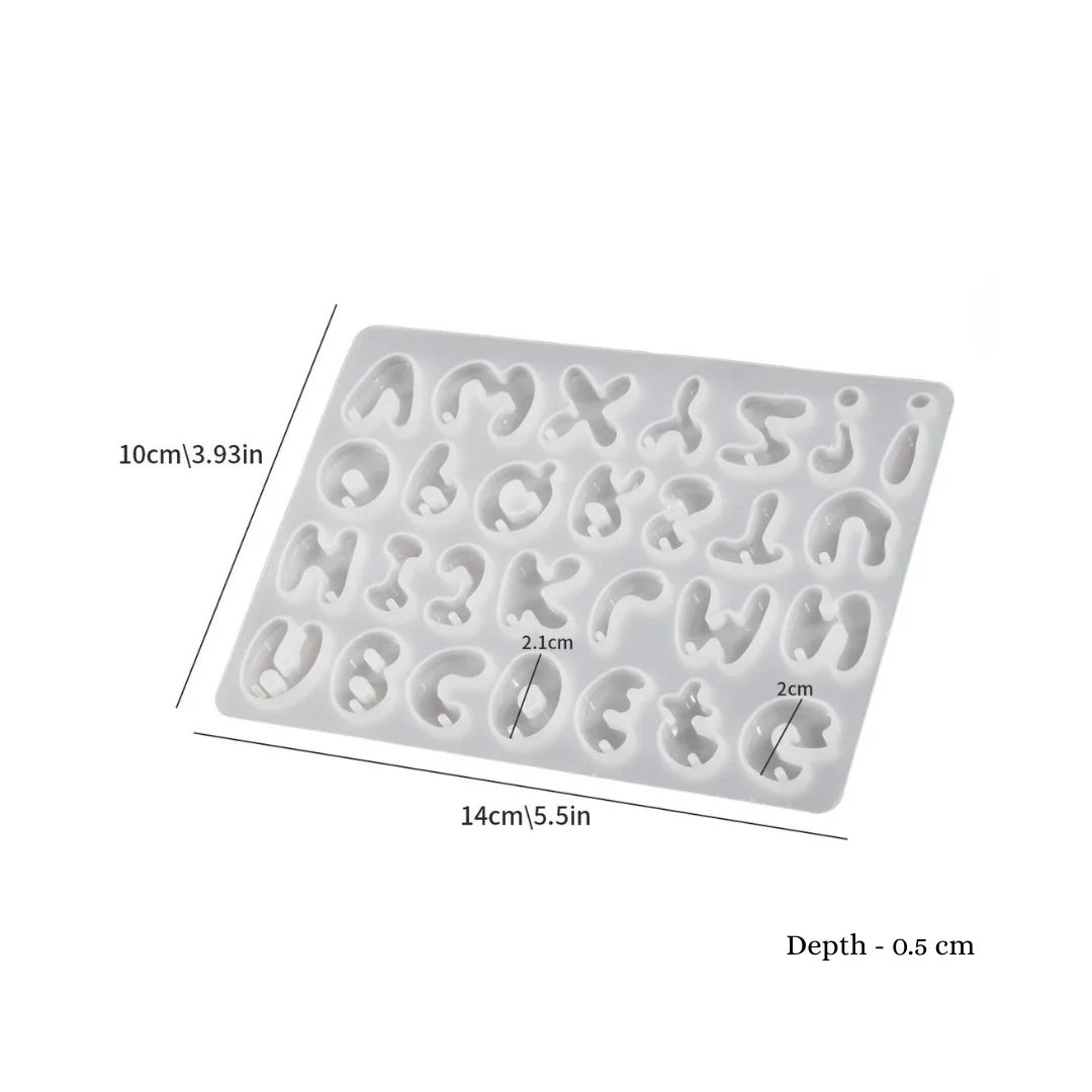 Mini bubble shaped alphabet silicone mould for resin art keychains and jewellery making at ArtOrnate