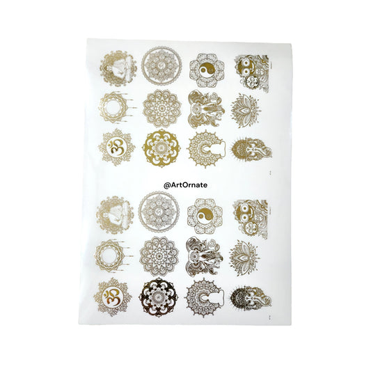 EMBOSSED GOLD METALLIC FOIL STICKER - A4 SHEET (GF05)