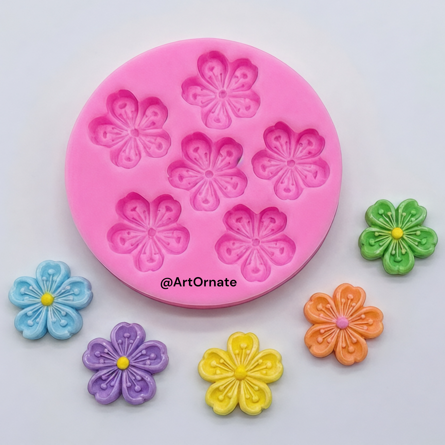 Floral design silicone mould for handmade candles and creative resin projects, suitable for wax pouring, decorative embeds and DIY craft making across India