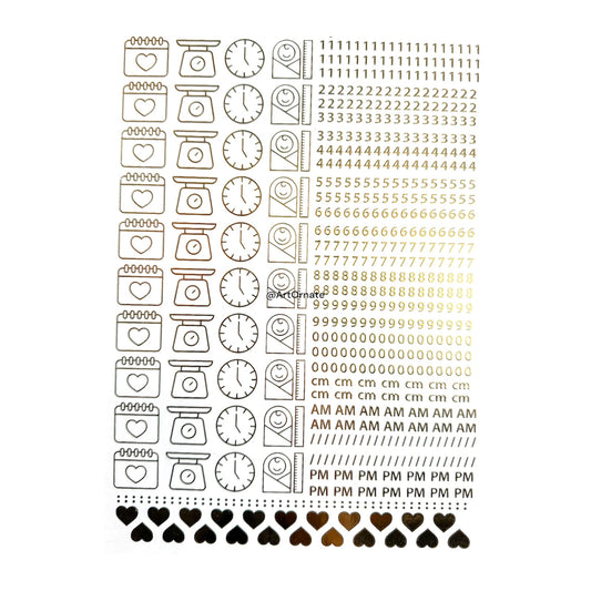 BABY BIRTH EMBOSSED GOLD METALLIC FOIL STICKER - A4 (GF67)
