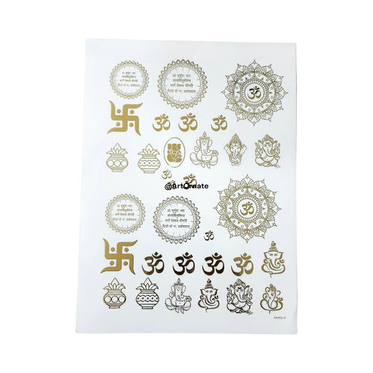 EMBOSSED GOLD METALLIC FOIL STICKER - A4 SHEET (GF33)