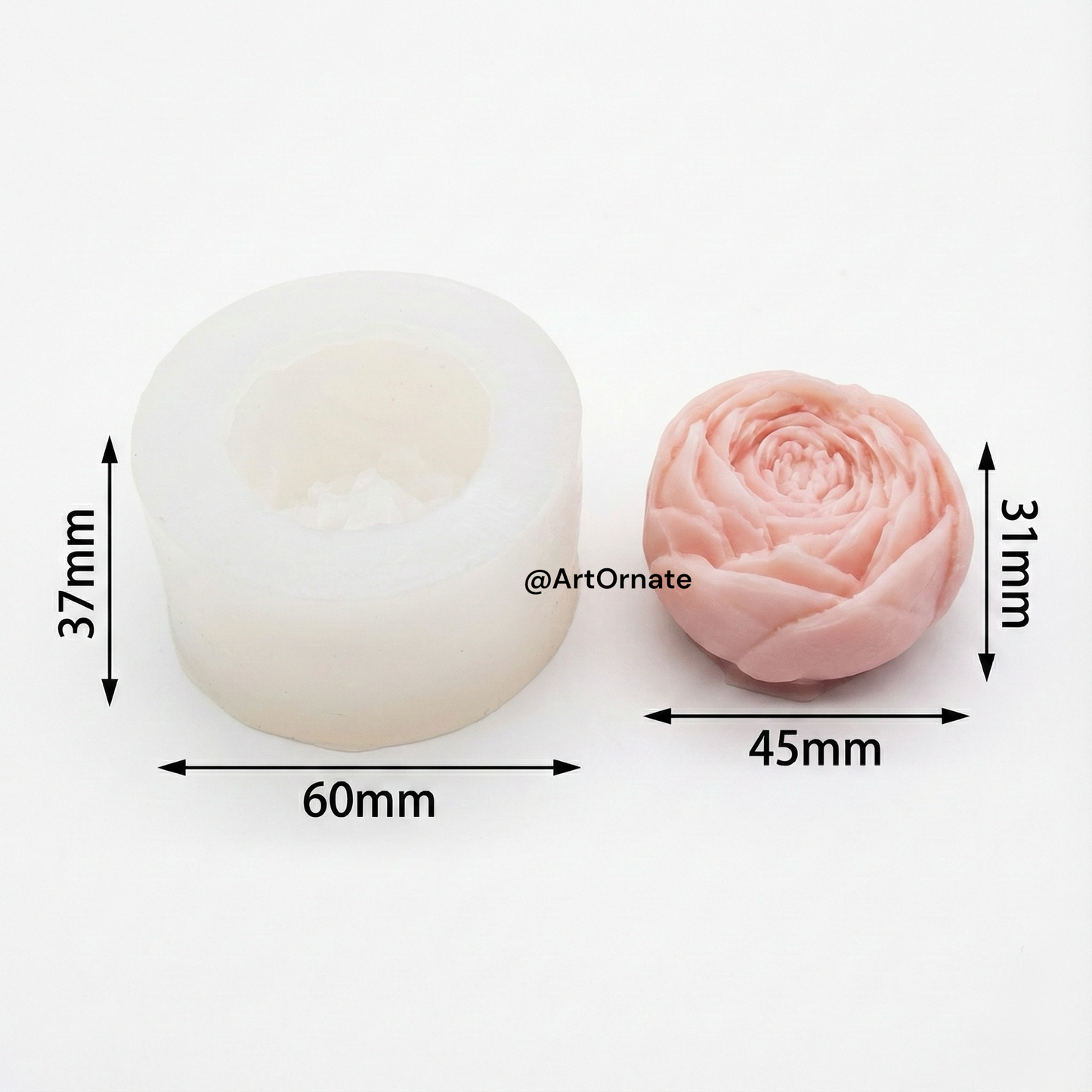 3D peony candle making silicone mould for handmade floral candles, premium reusable mould for soy wax, paraffin wax and luxury candle making in India