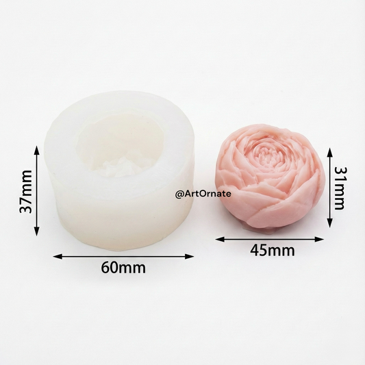 3D peony candle making silicone mould for handmade floral candles, premium reusable mould for soy wax, paraffin wax and luxury candle making in India