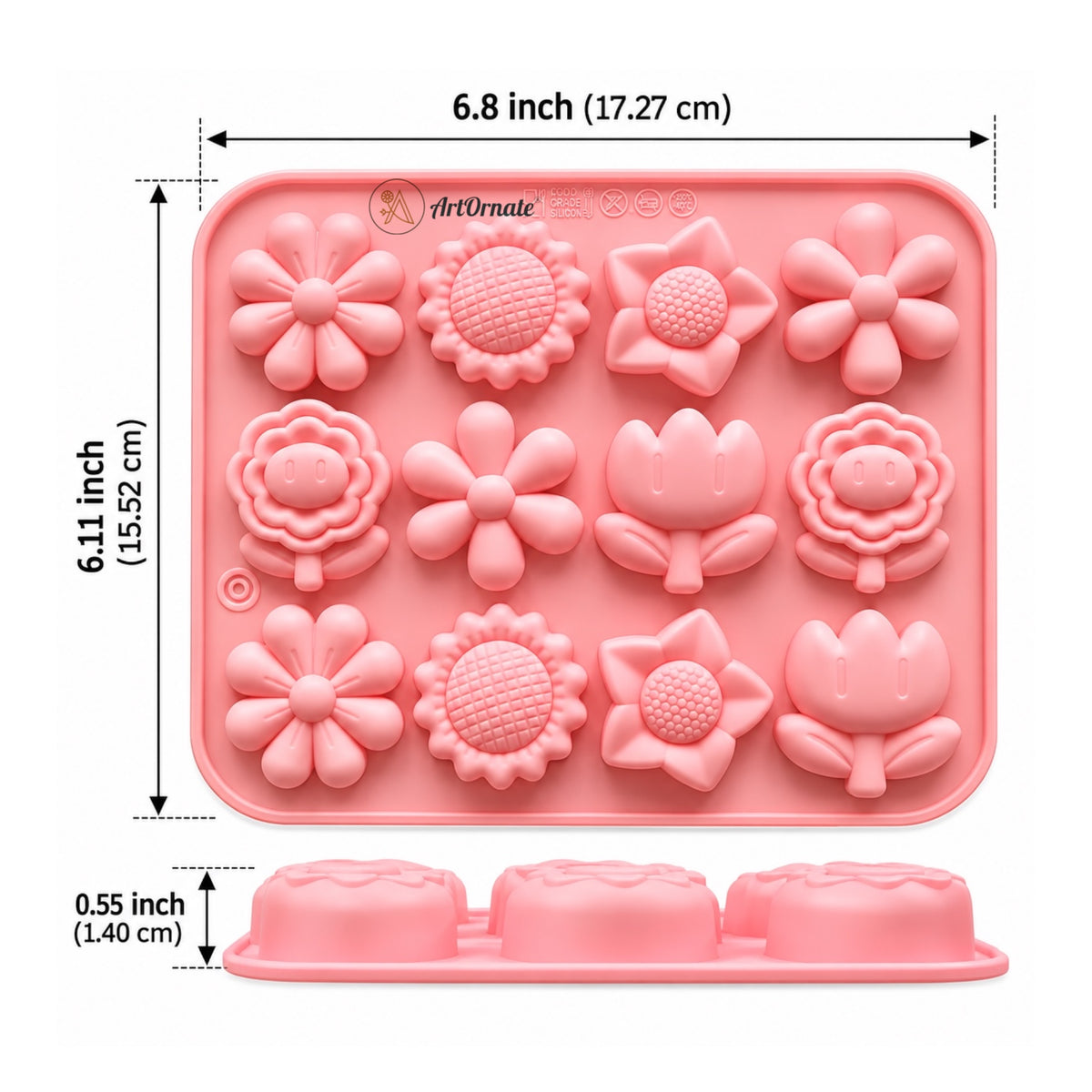 12 Flower Silicone Mould
