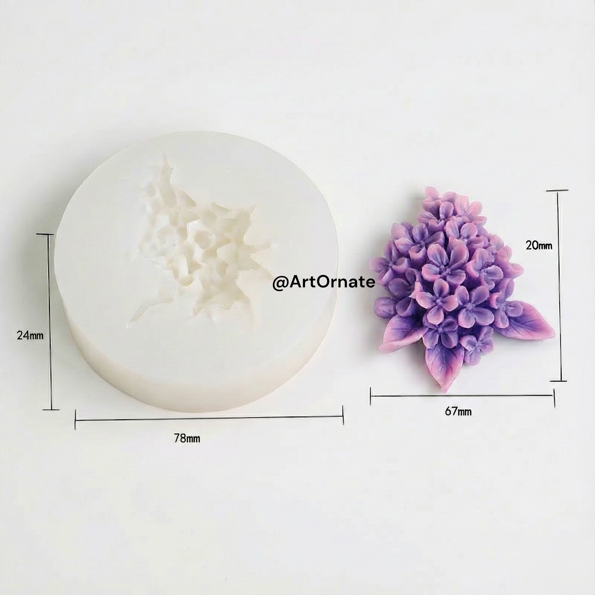 Hydrangea flower candle silicone mould for handmade candle making, premium flexible mould used by professional candle artists in India