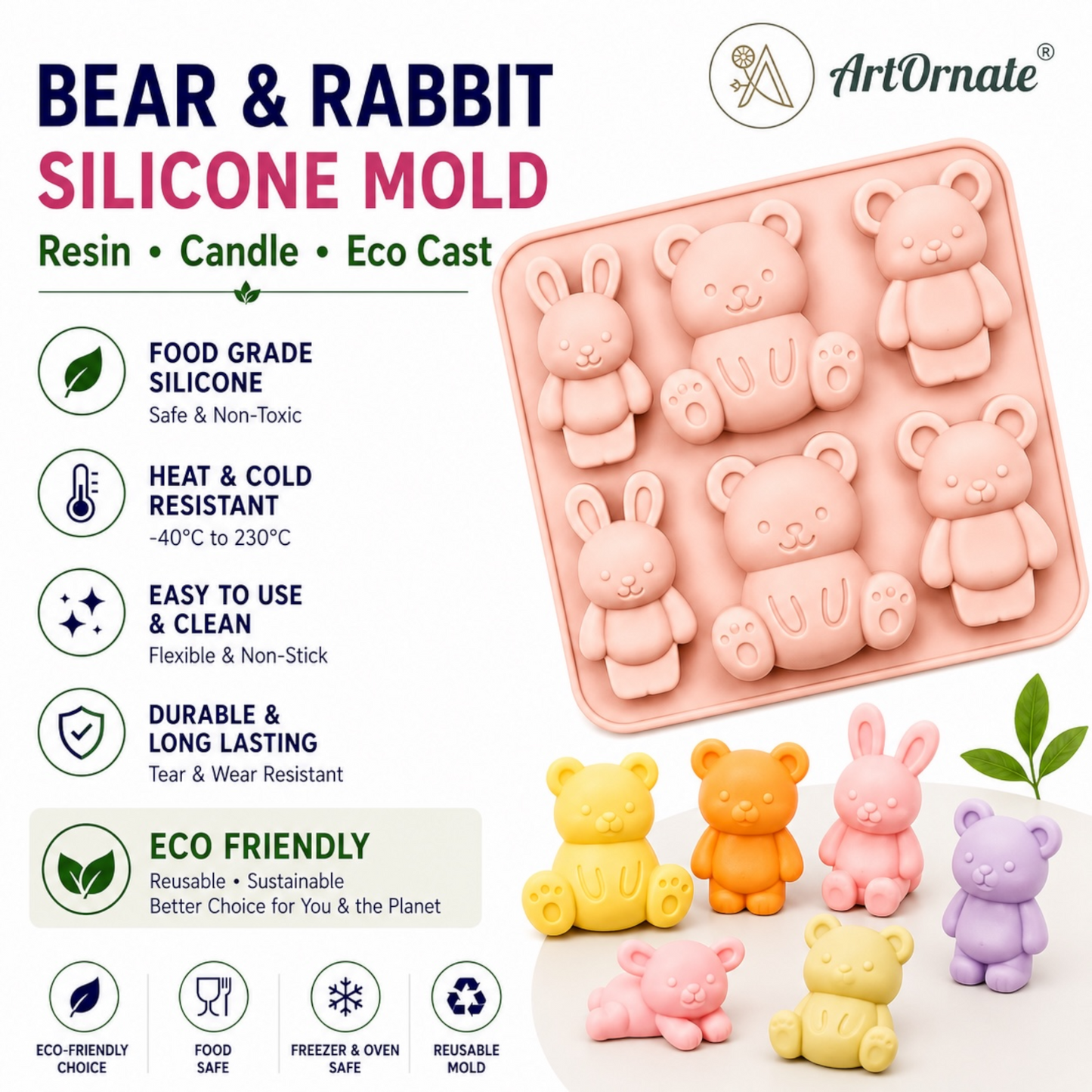 Bear & Rabbit Silicone Mould