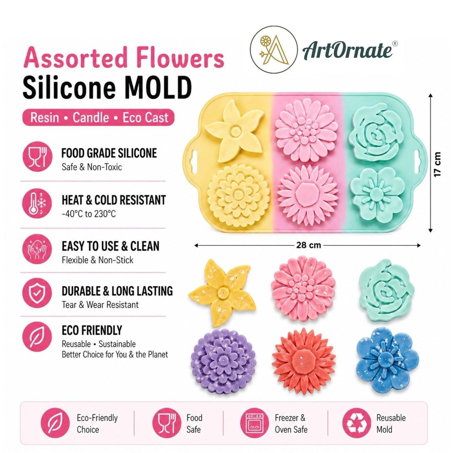 Assorted Flowers Silicone Mould